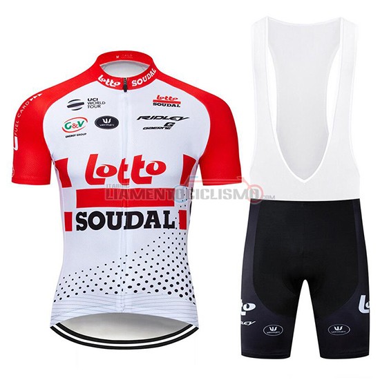 Abbigliamento Ciclismo Lotto Soudal Manica Corta 2019 Rosso Bianco